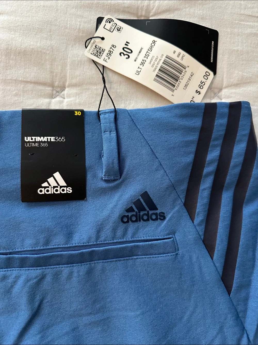 adidas Men's Ultimate 365 Blue Flat-Front Performance Shorts